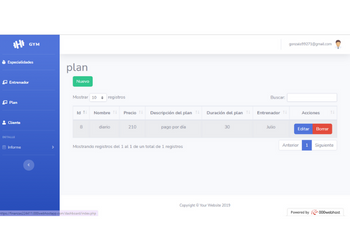 proyecto - dashboard gym